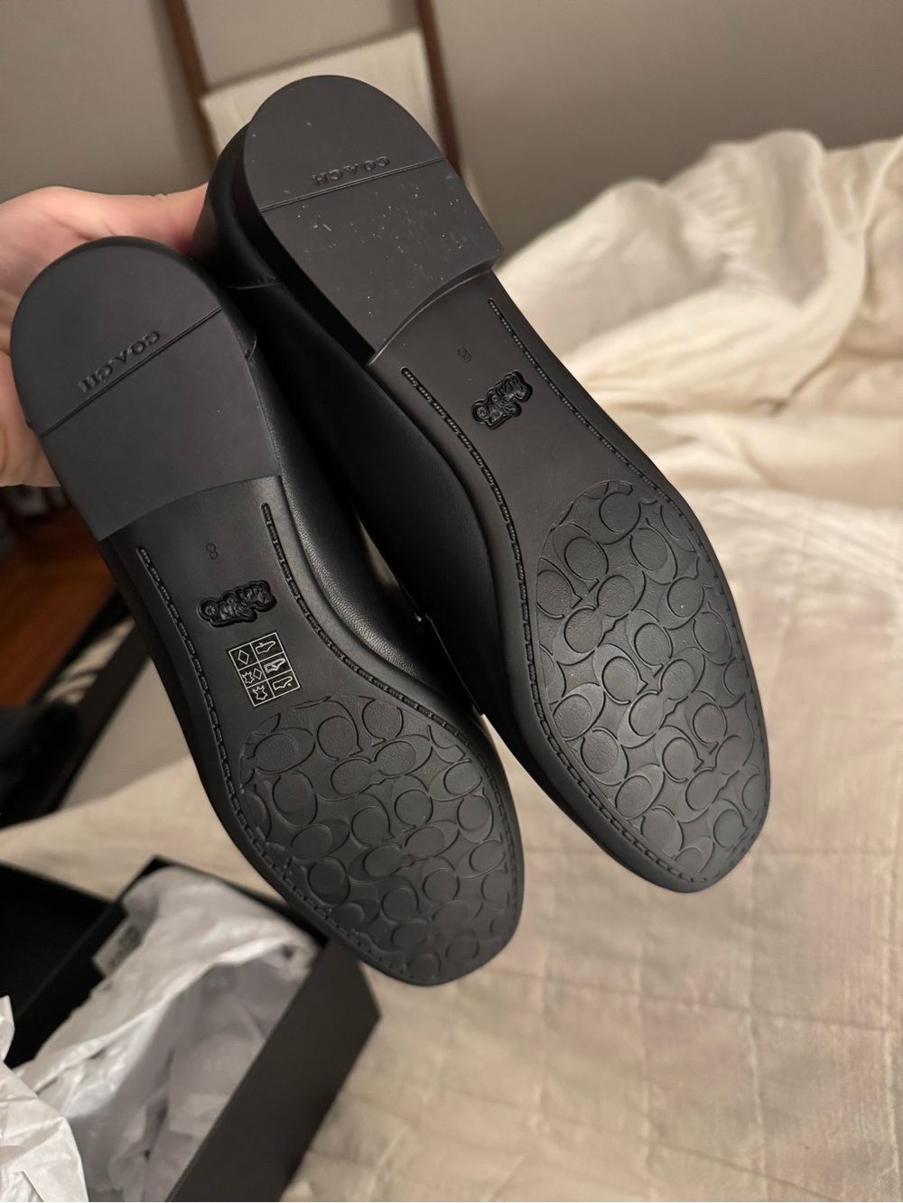 New in Box Coach Black Sculpted C Leather Loafers - Picture 4 of 5